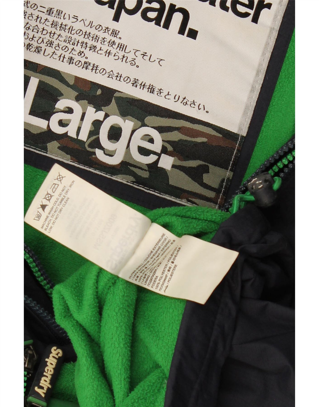 SUPERDRY vindjakke med hætte til kvinder UK 16 Stor marineblå polyester