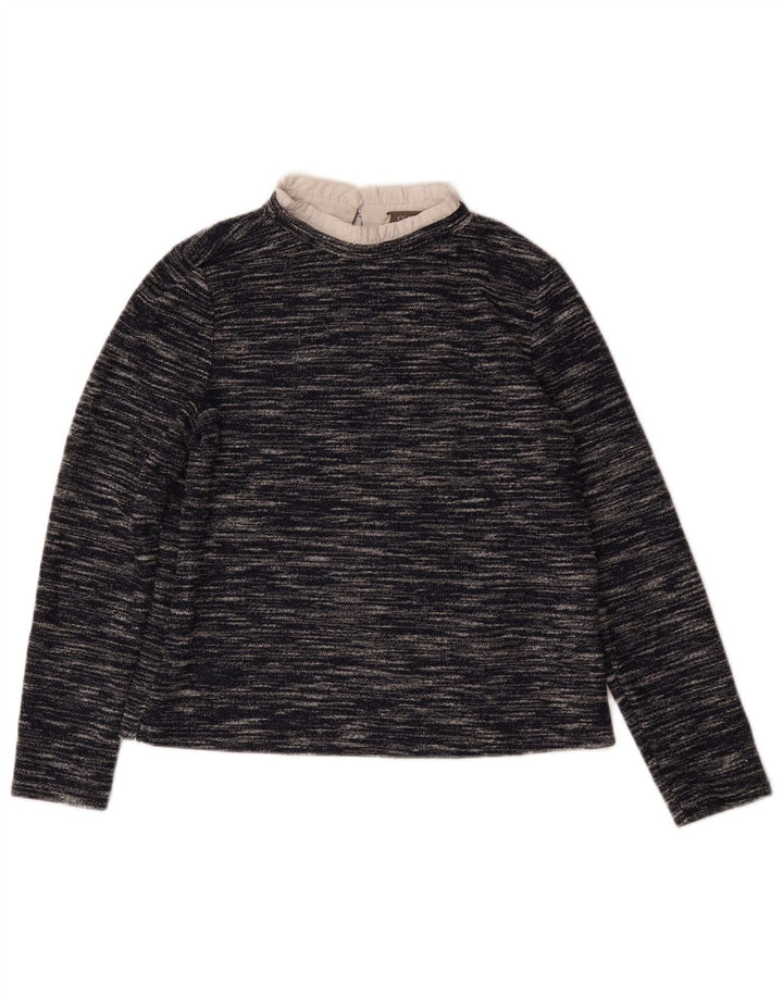 Oasis Dame Langærmet Bluse Top UK 14 Medium Navy Blue Flecked