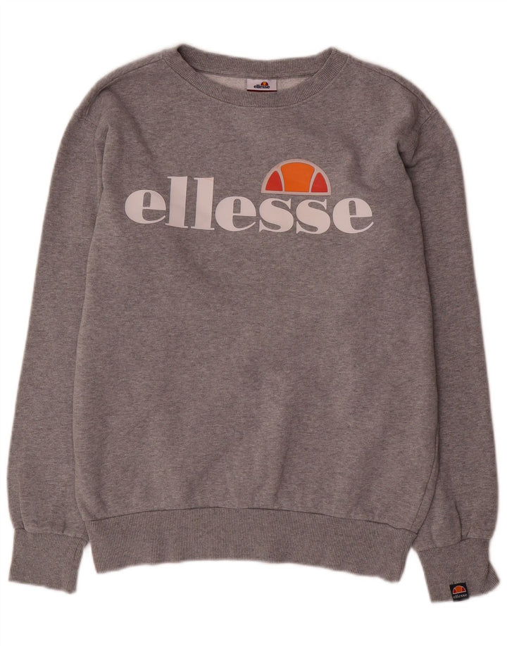 Ellesse Dame Grafisk Oversized Sweatshirt Jumper UK 8 Lille Grå Bomuld