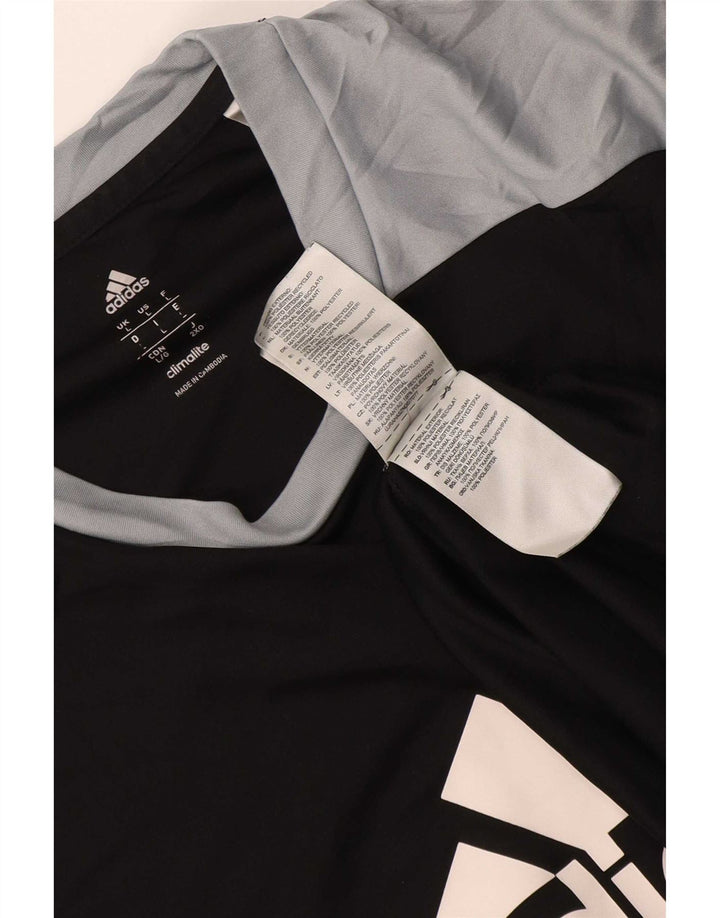 Adidas Herre Climalite Grafisk T-Shirt Top Stor Sort Colourblock Polyester