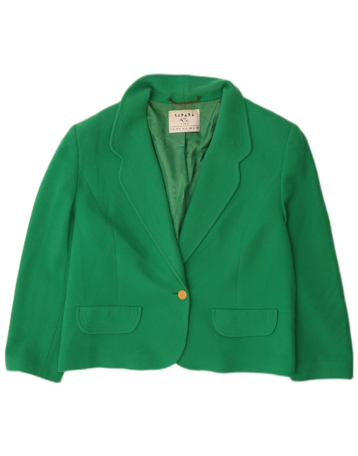 Separa Fink Dame 1 Knap Blazer Jacket UK 18 XL Grøn Uld