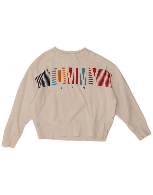 Tommy Hilfiger Dame Oversized 3/4-ærmet sweatshirt trøje UK 2 2XS Hvid