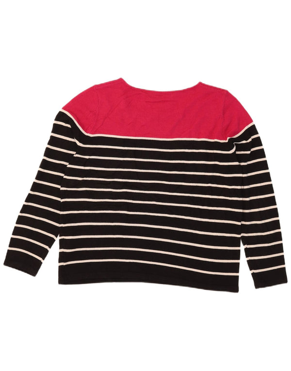Marks & Spencer Dame Boat Neck Jumper Sweater UK 16 Stor Sort Stribet
