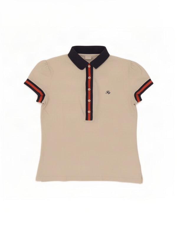 Fay Womens Polo Shirt UK 10 Small White Colourblock Cotton