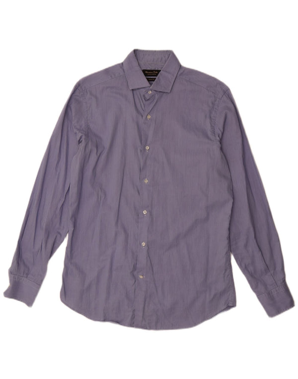 Massimo Dutti Herre Slim Fit Skjorte Str. 41 16 Stor Blå Nålestribe