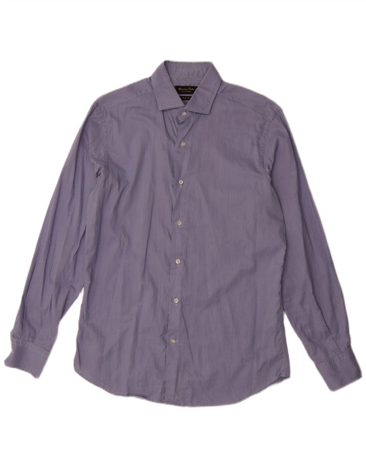 Massimo Dutti Herre Slim Fit Skjorte Str. 41 16 Stor Blå Nålestribe
