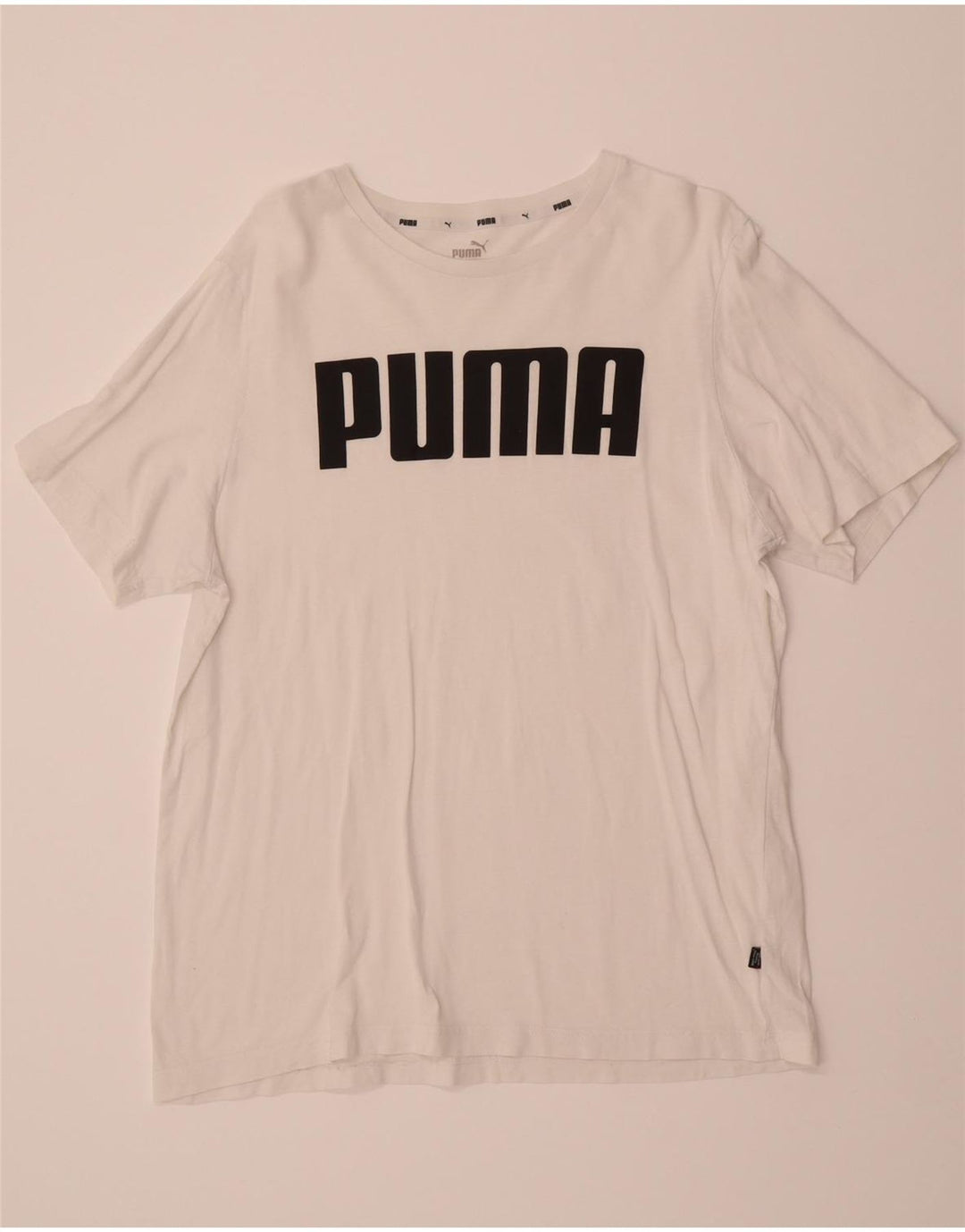 PUMA Mens Graphic T-Shirt Top Large White Cotton Vintage Puma and Second-Hand Puma from Messina Hembry 