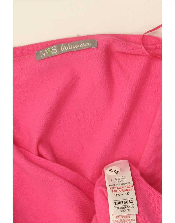 Marks & Spencer Dame Cardigan Sweater UK 10 Small Pink Bomuld