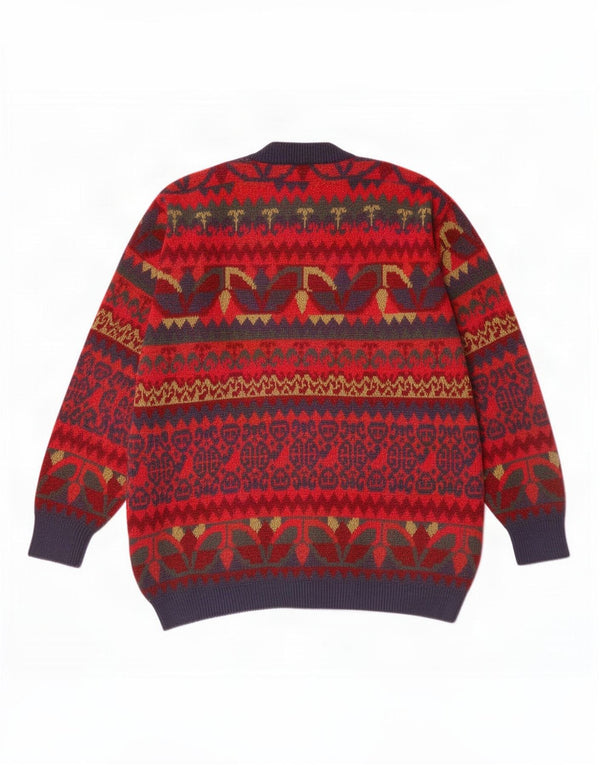 Cagi Mens Cardigan Sweater IT 46 Small Red Fair Isle Wool
