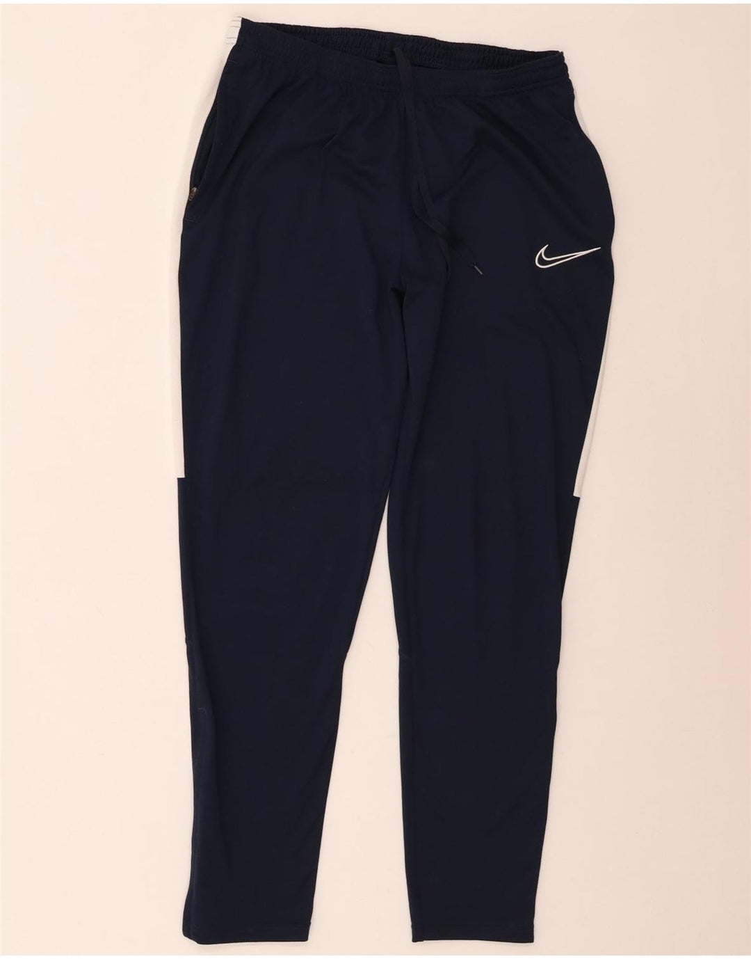Nike Herre Dri Fit træningsdragt Bukser Large Navy Blue Colourblock Polyester