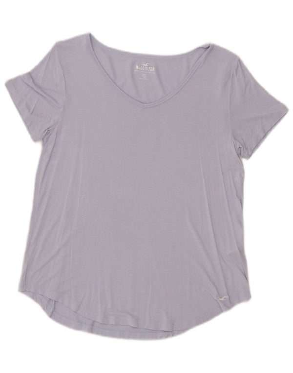 Hollister T-Shirt Top UK 10 Small Blue Viscose