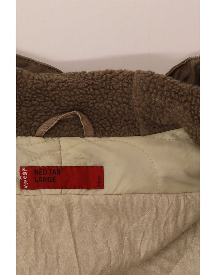 Levi's Herre Hooded Parka Jacket UK 40 Stor Beige Bomuld