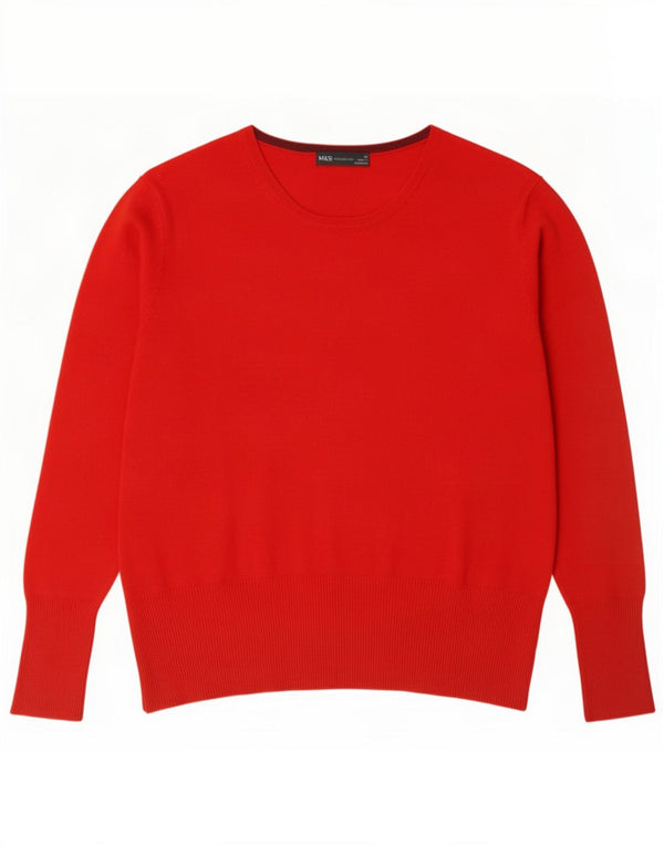 Marks & Spencer Dame Boat Neck Jumper Sweater UK 22 3XL Rød Viscose