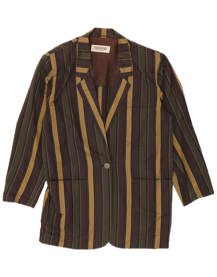 Weekend Dame 1 Knap Blazer Jakke UK 14 Stor Flerfarvet Stribet