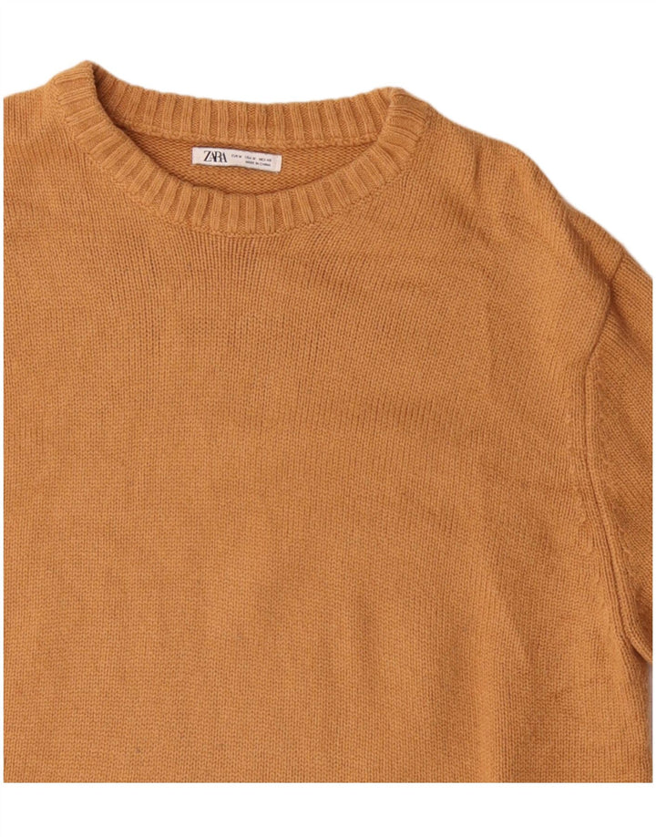 Zara Herre sweater med rund hals, medium gul