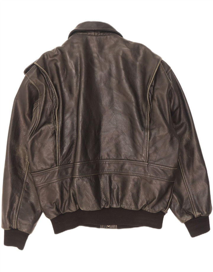 Vintage Herre Military Læderjakke UK 42 XL Sort