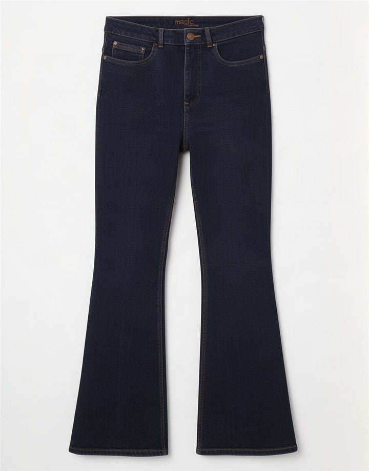 Marks & Spencer Dame Flared Jeans UK 12 Medium W30 L27 Navy Blue