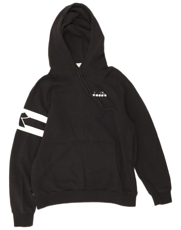 Diadora Herre grafisk hættetrøje Jumper Medium Sort Colourblock Bomuld