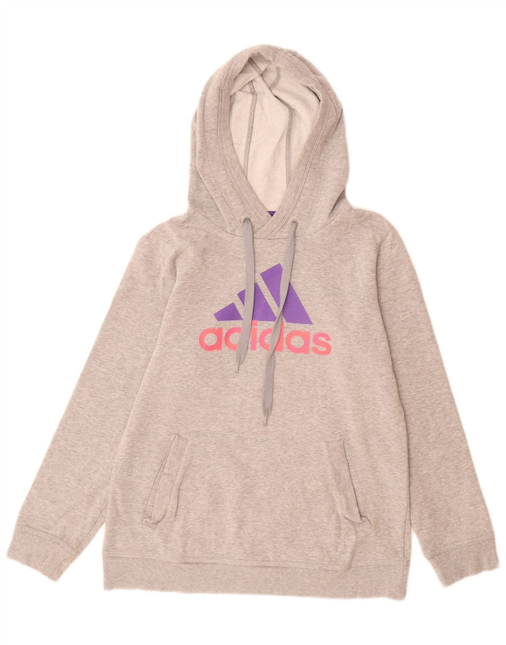 Adidas Graphic Hoodie Jumper UK 12 mellemgrå til kvinder