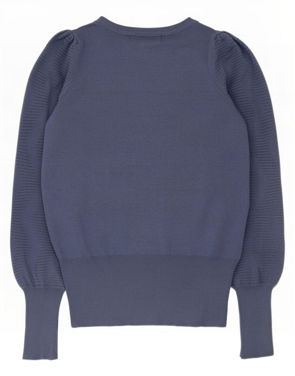 Marks & Spencer Dame Boat Neck Jumper Sweater UK 4 XS Blue Chevron