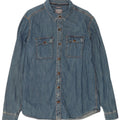 Fat Face Herre Classic Fit Denim Shirt Stor Blå Bomuld