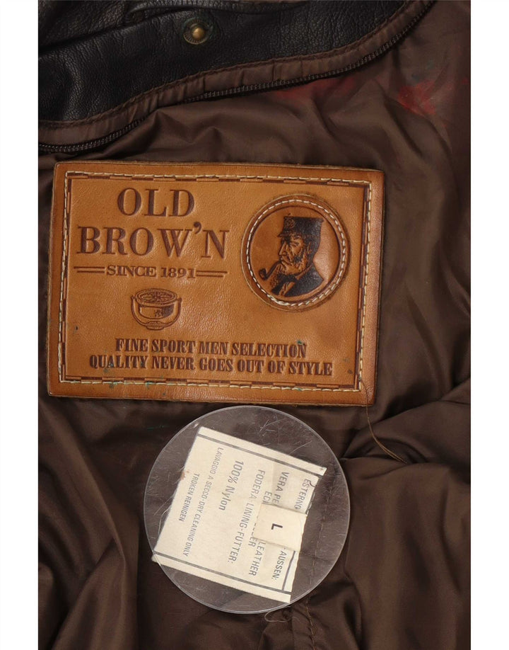Vintage Herre Læder Flight Aviator Jacket UK 40 Large Brown