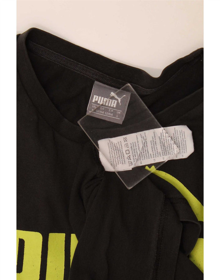 Puma Herre Grafisk T-Shirt Top Stor Sort Bomuld