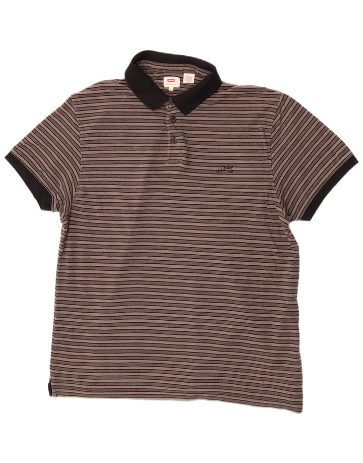 Levi's herre poloshirt XL brun stribet bomuld