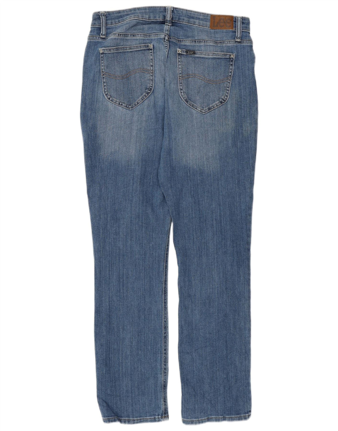 LEE Dame Mid Rise Regular Fit Straight Jeans US 10 Large W32 L29 Blå