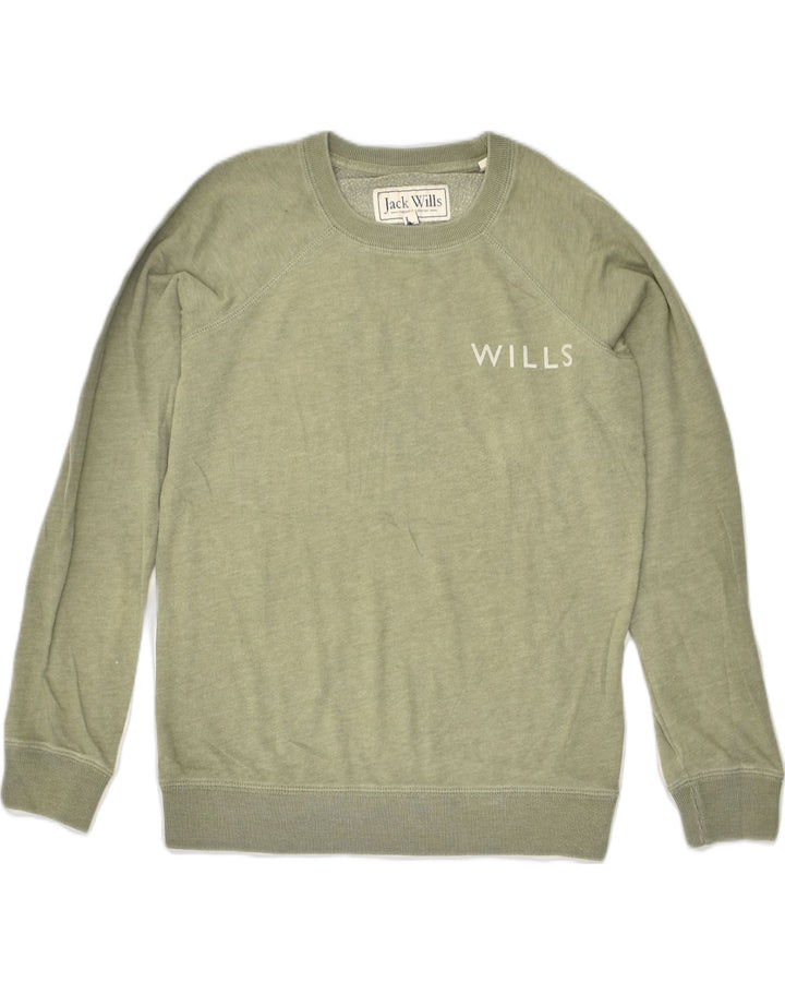 JACK WILLS Womens Sweatshirt Jumper UK 6 XS Green Cotton | Vintage Jack Wills | Thrift | Second-Hand Jack Wills | Used Clothing | Messina Hembry 