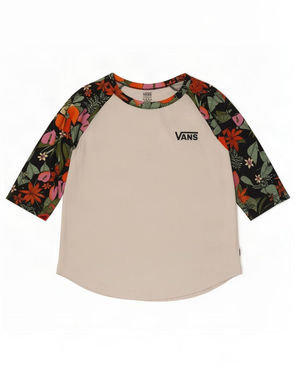 Vans Dame Top 3/4 ærme UK 12 Medium White Floral Bomuld