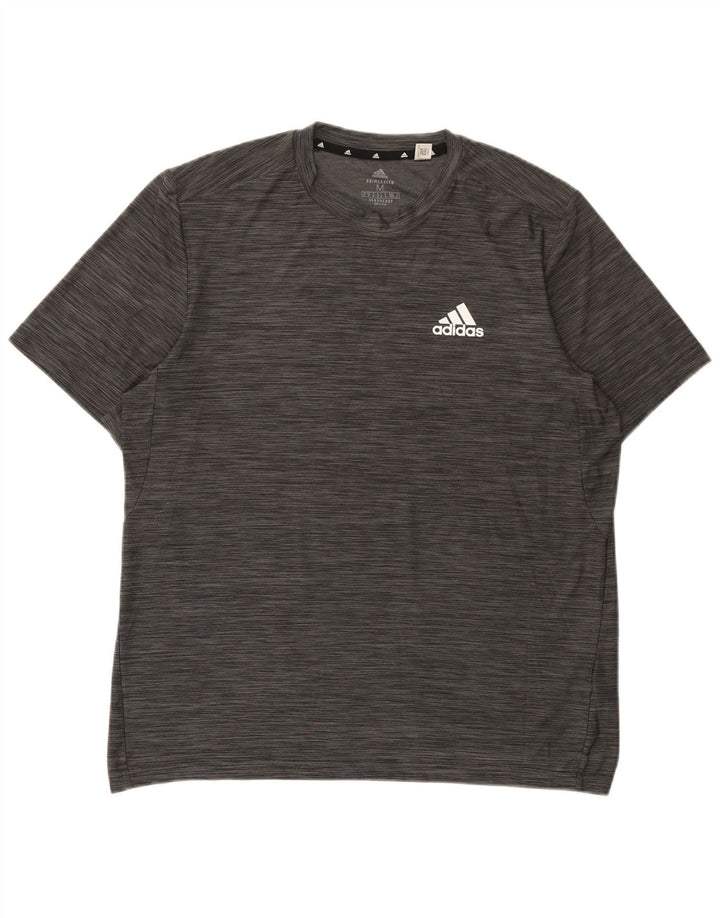 Adidas Herre Aeroready T-Shirt Top Medium Grey Flecked Polyester
