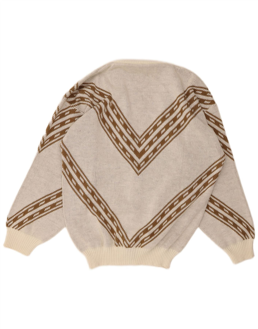 Vintage herre cardigan sweater XL Off White geometrisk akryl