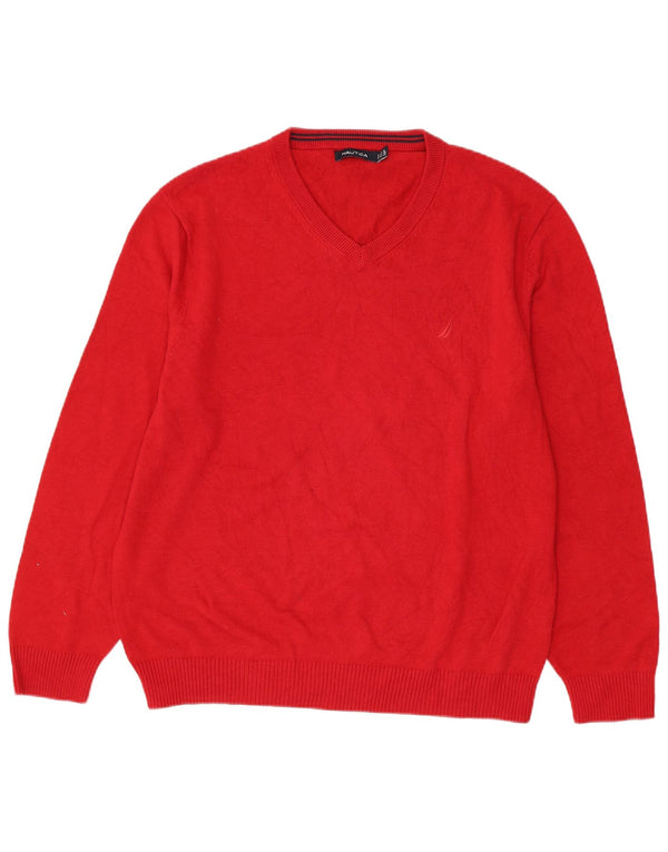 Nautica Herre V-hals sweater XL Rød Bomuld