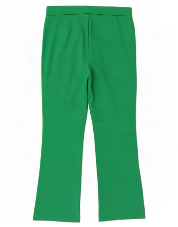 Zara Dame Bootcut Cropped Trousers Medium W28 L25 Grøn Bomuld