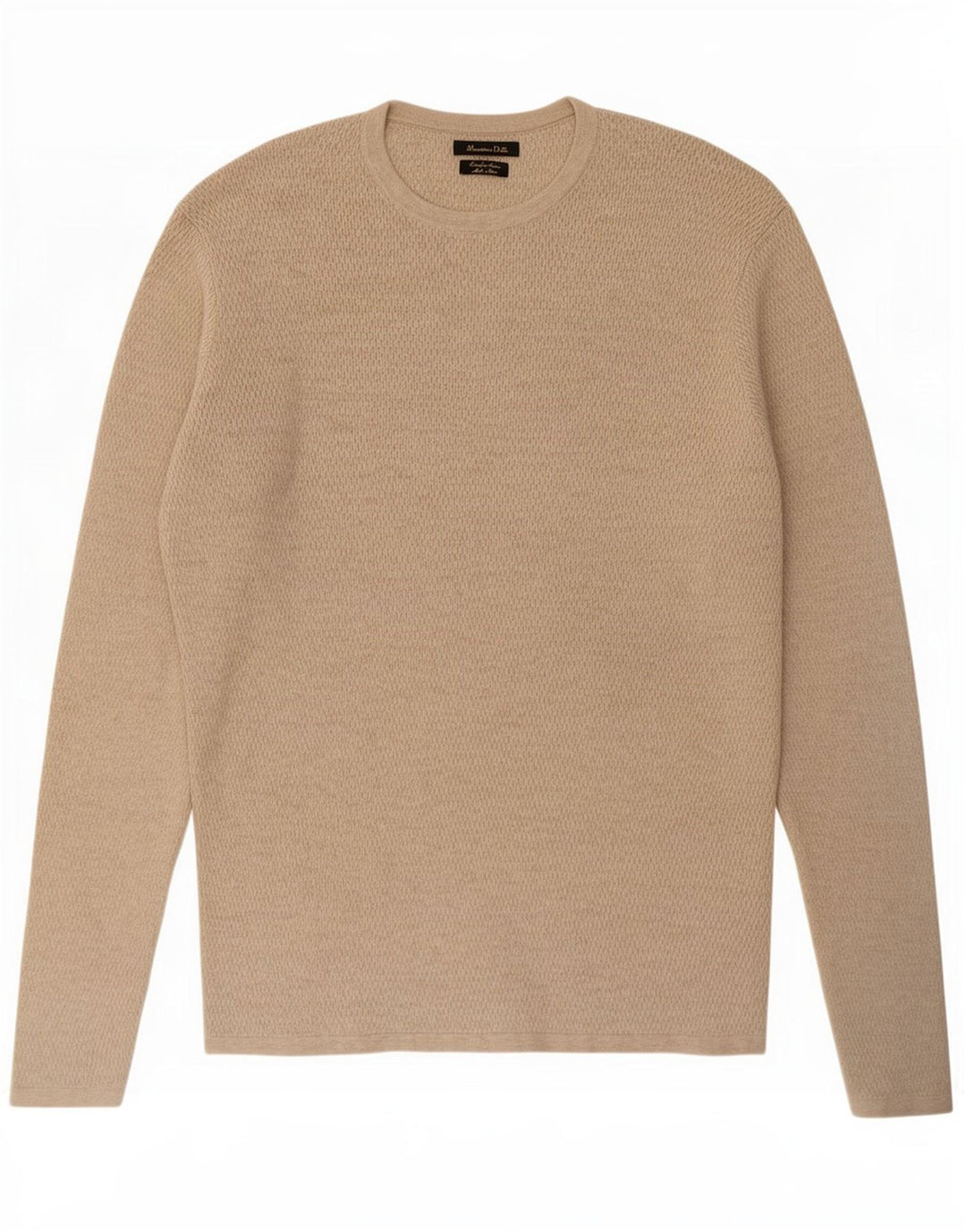 Massimo Dutti Herre Crew Neck Jumper Sweater Medium Beige Bomuld