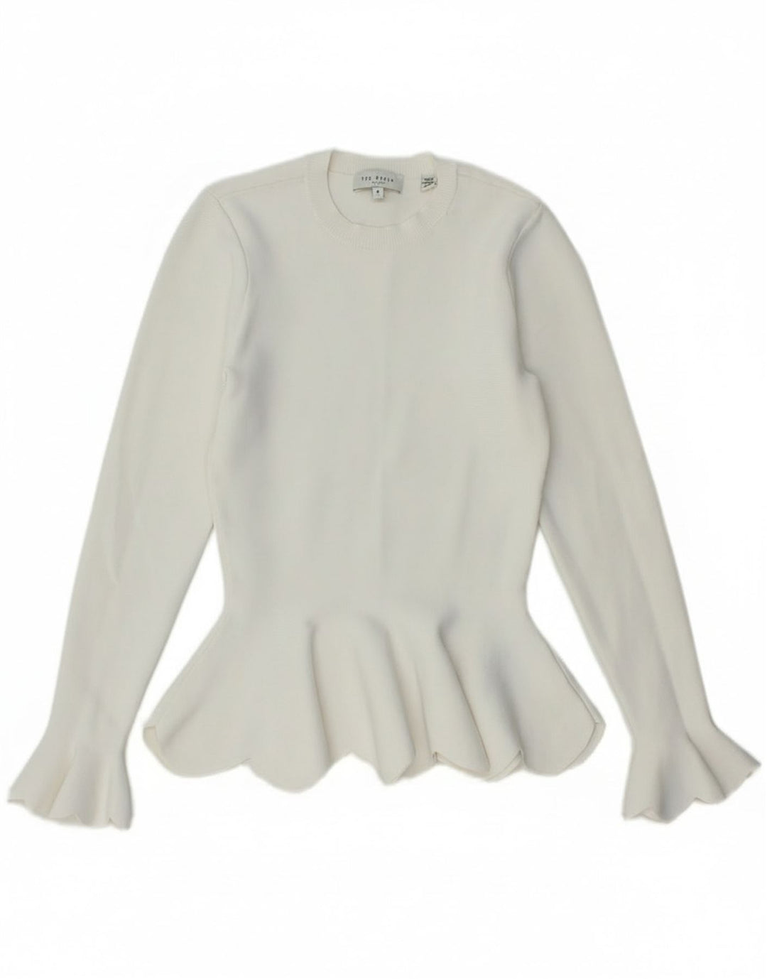 Ted Baker dame sweater med rund hals str. 0 2XS Hvid viskose