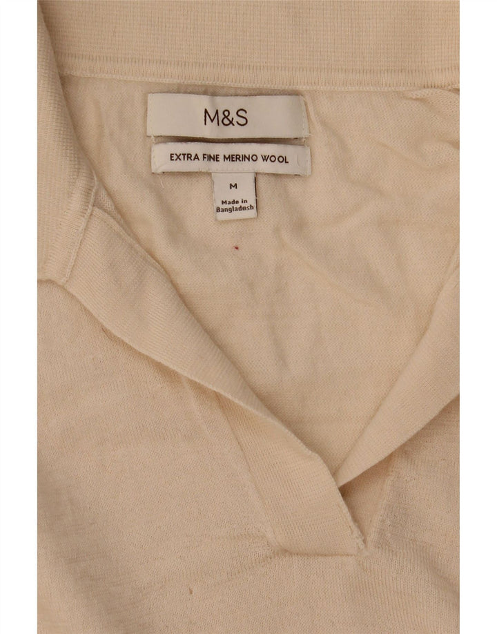 Marks & Spencer Dame Polo Neck Jumper Sweater UK 12 Medium Beige Uld