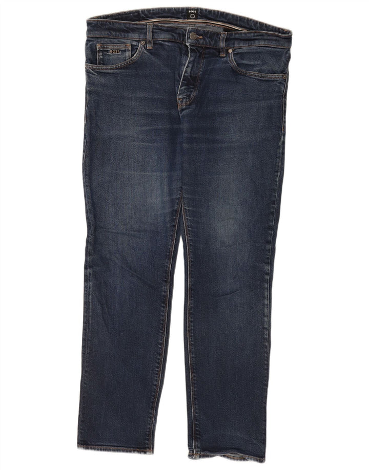 Hugo Boss Straight Jeans til mænd W36 L30 blå bomuld