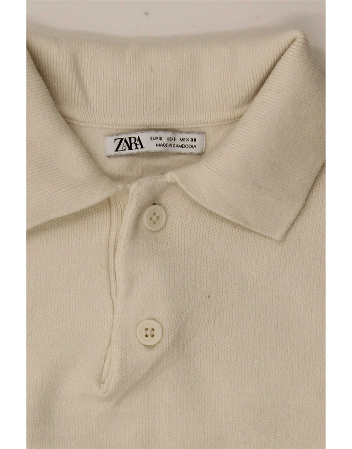 Zara Herre Polo Neck Jumper Sweater Small Off White
