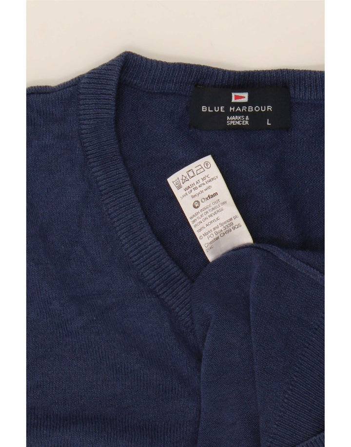 Marks & Spencer Herre Blue Harbor V-hals sweater Large Navy Blue