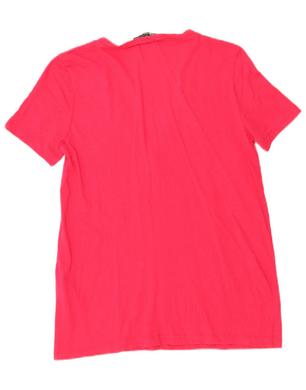Zara Dame T-Shirt Top UK 10 Lille Pink Bomuld