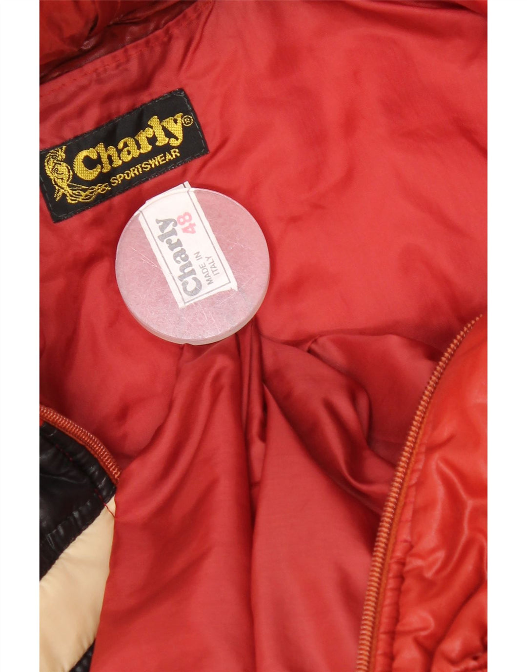Charly Dame Hætte Polstret Jakke IT 48 XL Rød Colourblock Polyamid