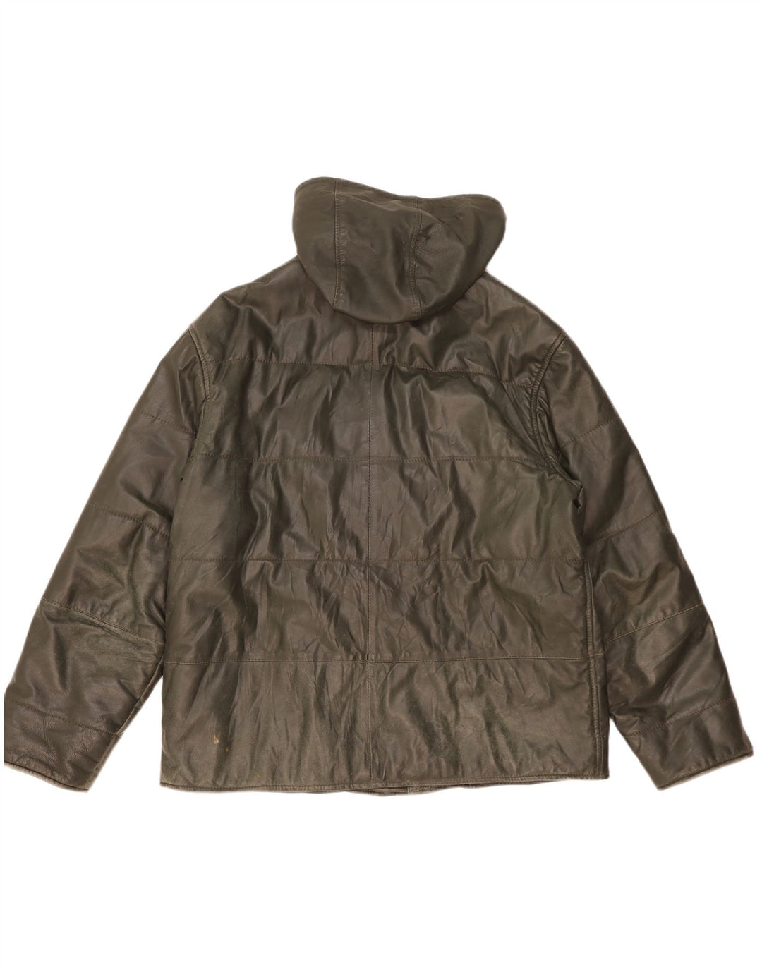 Morris Herre Hooded Læderjakke IT 52 XL Grønt Læder