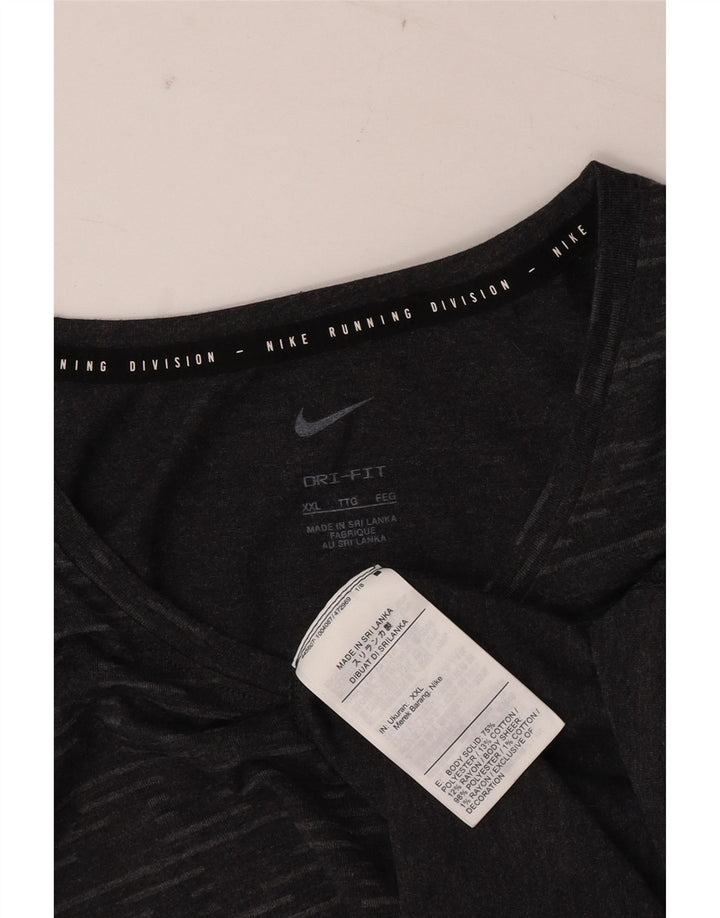 Nike Herre Dri Fit T-shirt Top 2XL Grå Geometrisk Polyester