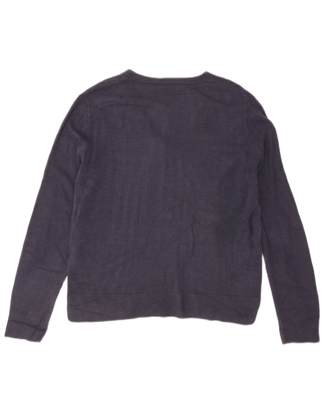 Marks & Spencer Dame V-hals sweater UK 12 Medium Navy Blue Akryl