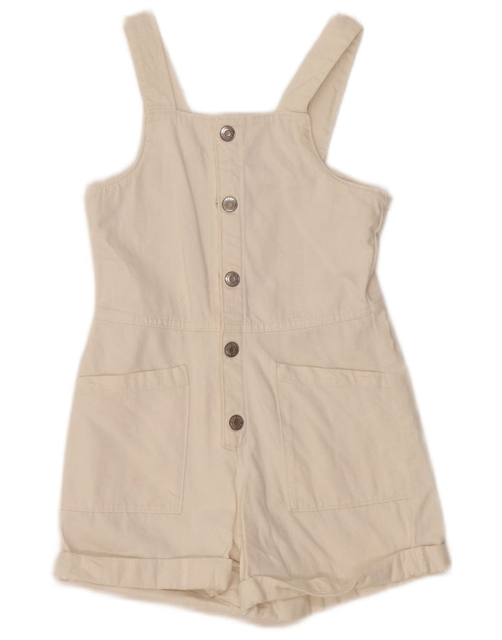 Zara Girls Denim Playsuit 8-9 År Hvid Bomuld