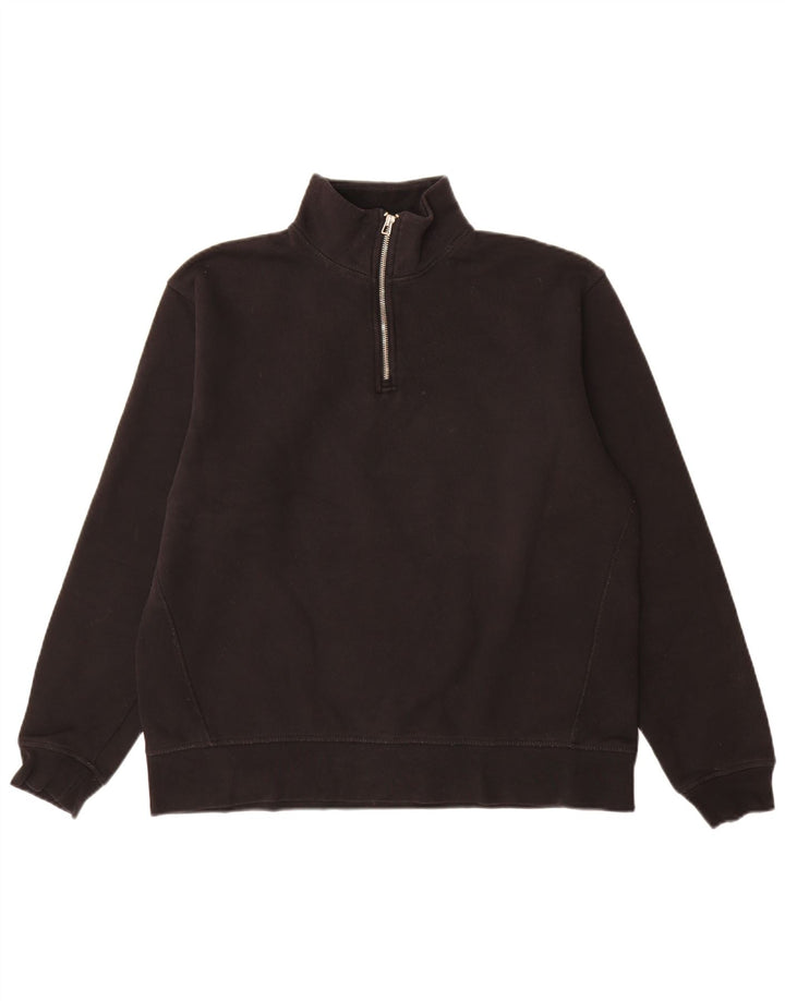 Zara Sweatshirt med lynlås til mænd mellem sort bomuld