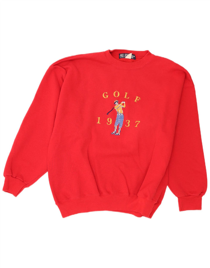 Vintage herre grafisk sweatshirt jumper XL rød bomuld
