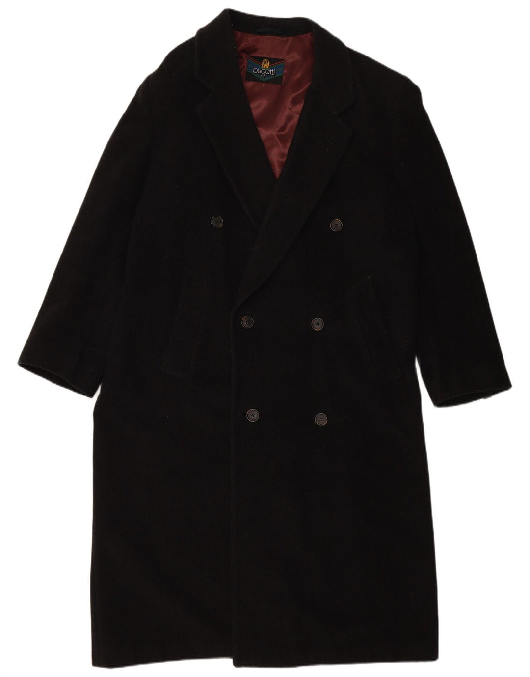 BUGATTI Herre Loose Fit Dobbeltradet Frakke IT 48 Medium Sort Uld